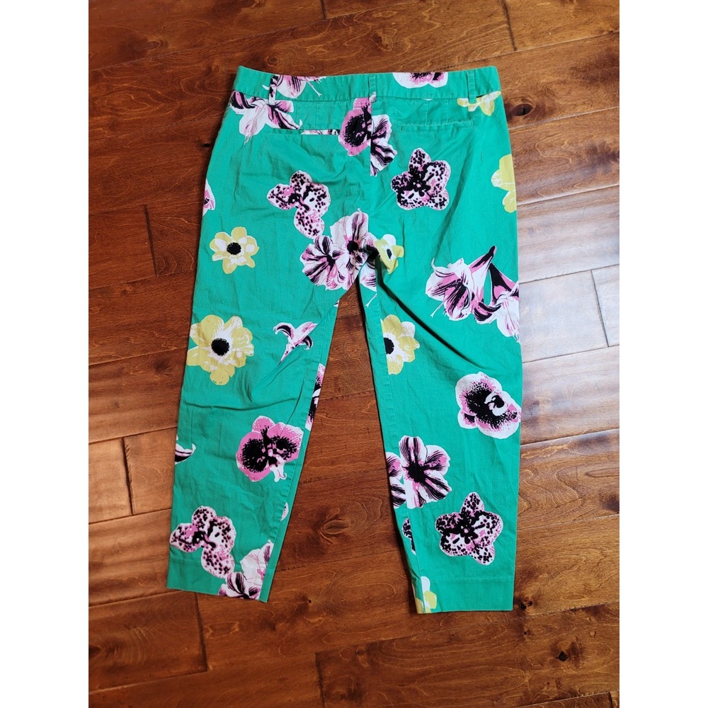 J.CREW Chino Pants Womens Multi Floral Stretch Slash Pocket Hook & Eye Preppy 12 - Picture 3 of 3